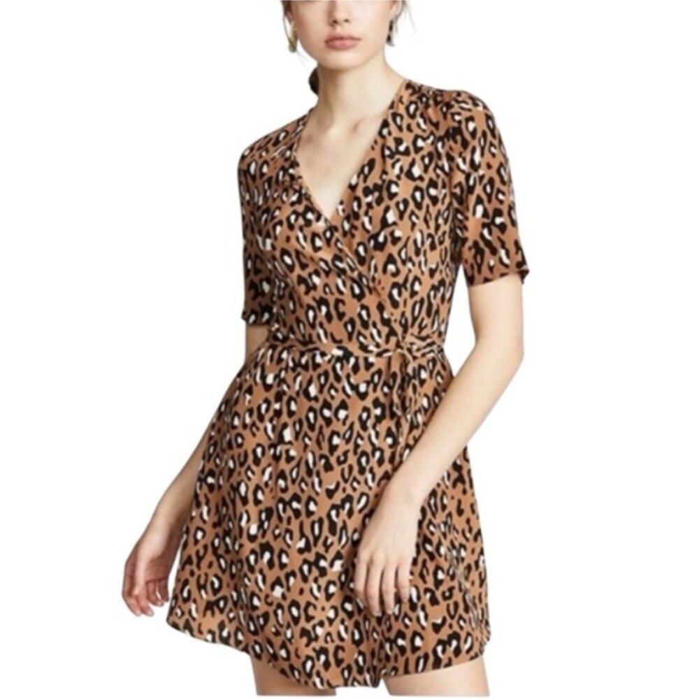 Diane Von Furstenberg DVF Savilla Silk Wrap Dress in Leopard Size 4